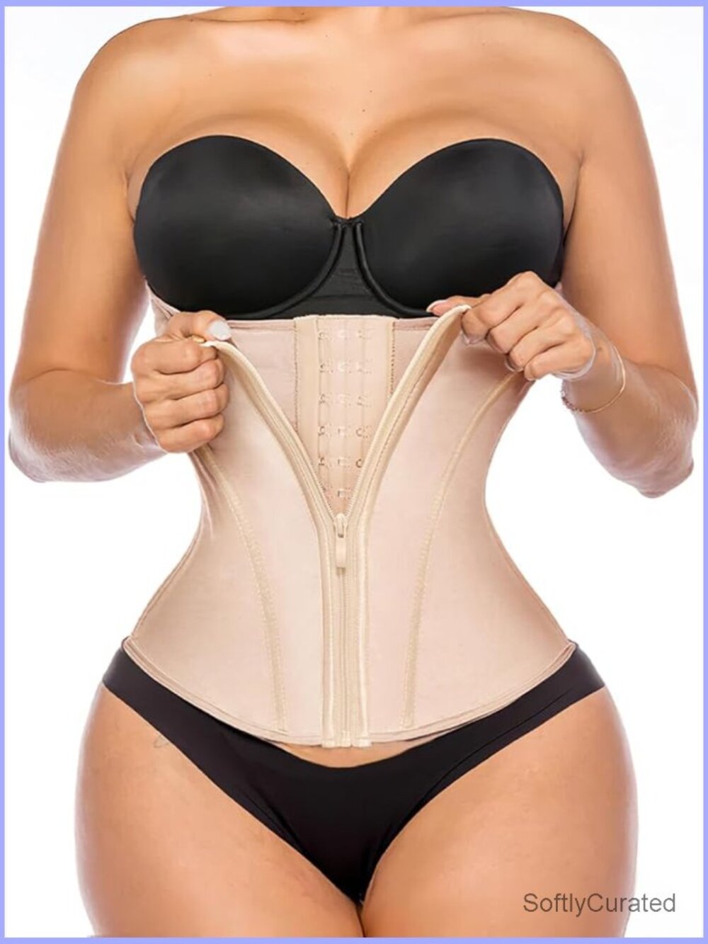 Latex Waist Trainer Underbust Tummy Control Corset Hourglass Body Shaper Zipper